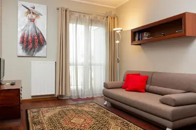 Część wypoczynkowa w obiekcie Apartments Chełmońskiego Warsaw Ursus by Noclegi Renters