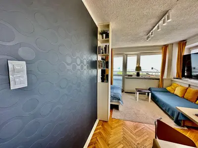 Część wypoczynkowa w obiekcie SUN clima/AC metro x2 Fast WiFi 500 Mbs 70’TV Netflix AppleTV HBO