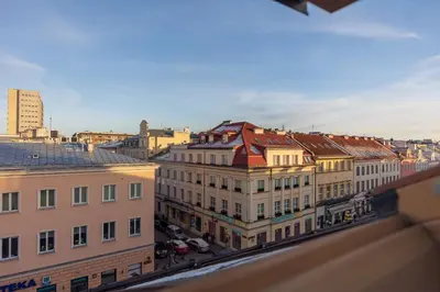 Widok na miasto Warszawa z tego apartamentu