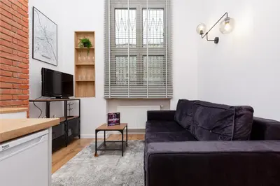 Telewizja i/lub zestaw kina domowego w obiekcie City Center Mezzanine Studio Chmielna by Noclegi Renters