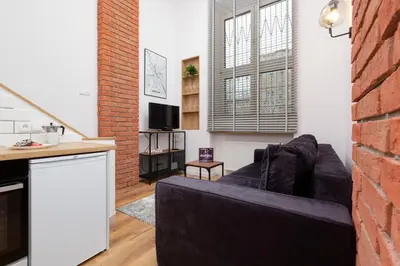 Kuchnia lub aneks kuchenny w obiekcie City Center Mezzanine Studio Chmielna by Noclegi Renters
