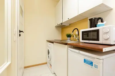 Kuchnia lub aneks kuchenny w obiekcie Micro Apartment Miączyńska by Noclegi Renters