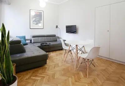 Część wypoczynkowa w obiekcie Warsaw Concierge Flat6 Hoza