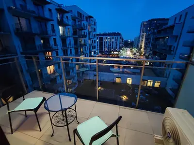 Balkon lub taras w obiekcie Apartamenty Wola