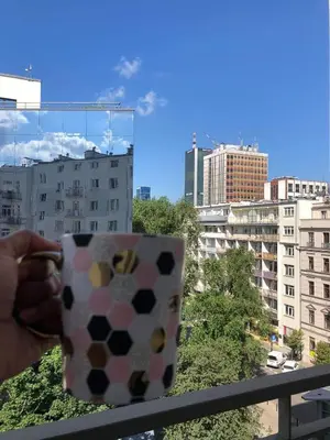 Balkon lub taras w obiekcie Warsaw Asian vibe apartment