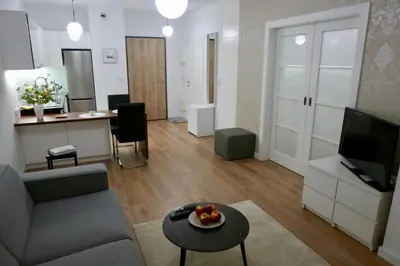 Telewizja i/lub zestaw kina domowego w obiekcie Kieślowskiego Apartment vis-a-vis Town Hall