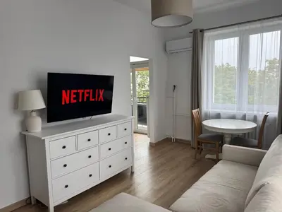 Telewizja i/lub zestaw kina domowego w obiekcie Cozy Apartment near Łazienki Royal Park