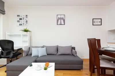 Część wypoczynkowa w obiekcie Kolorowy Gocław Apartment by Noclegi Renters