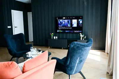 Telewizja i/lub zestaw kina domowego w obiekcie Apartament Ogrodowa Deluxe with Parking