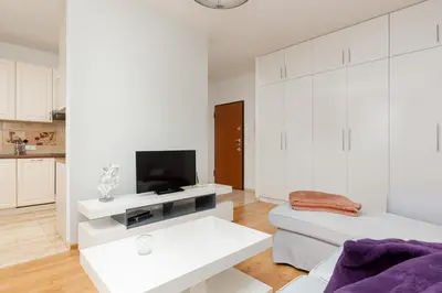 Telewizja i/lub zestaw kina domowego w obiekcie Apartament Na Woli Sowińskiego by Noclegi Renters