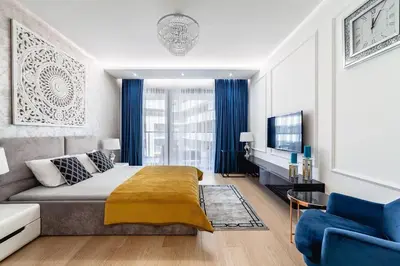 Część wypoczynkowa w obiekcie Stylowy apartament Centrum Warszawy z tarasem