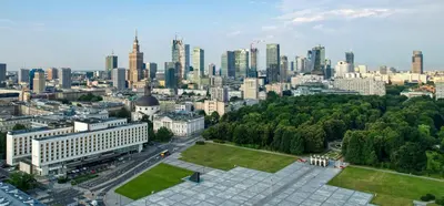 Widok na miasto Warszawa z tego apartamentu