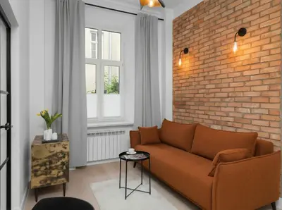 Część wypoczynkowa w obiekcie oompH Warsaw Central 2 Bedroom Apartment