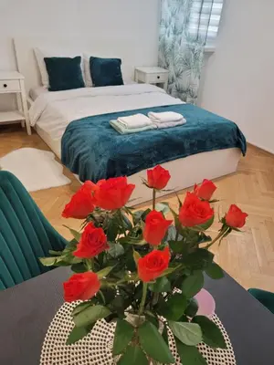 Łóżko lub łóżka w pokoju w obiekcie Apartament Centrum Sliska
