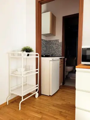 Kuchnia lub aneks kuchenny w obiekcie Przytulne apartamenty w centrum Warszawy Lok 2