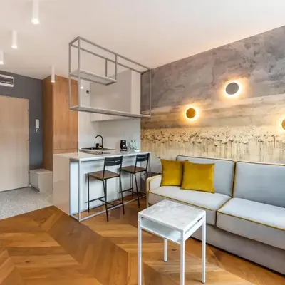Nowa Praga Geometric Yellow Apartment by BookingHost