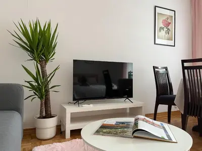 Telewizja i/lub zestaw kina domowego w obiekcie Flower House Warsaw Chopin Airport