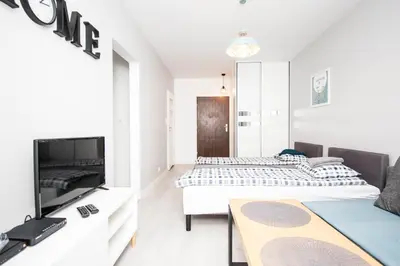 Telewizja i/lub zestaw kina domowego w obiekcie WAW Apartamenty Cybernetyki