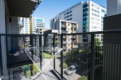 Balkon lub taras w obiekcie WAW Apartamenty Cybernetyki