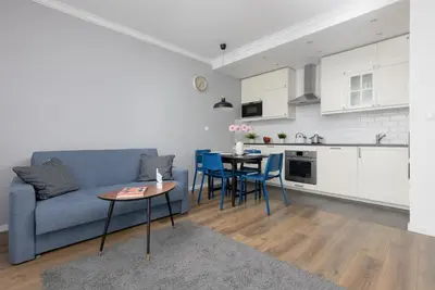 Kuchnia lub aneks kuchenny w obiekcie Warsaw Ursynów Apartment with Balcony by Noclegi Renters