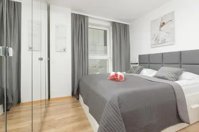 Łóżko lub łóżka w pokoju w obiekcie Warszawa Wawrzyszewska Apartment by Noclegi Renters