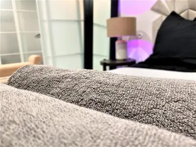 Łóżko lub łóżka w pokoju w obiekcie Design+LUXUS Apartment im Zentrum! +Netflix