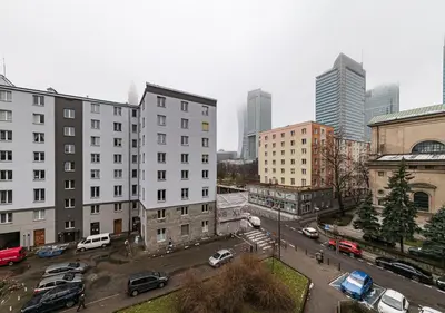 Widok na miasto Warszawa z tego apartamentu