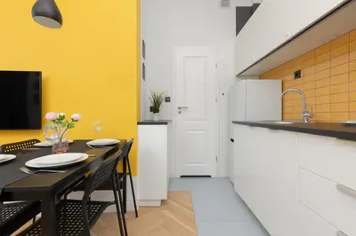 Kuchnia lub aneks kuchenny w obiekcie Apartment Warsaw Mokotów Św Boboli by Noclegi Renters