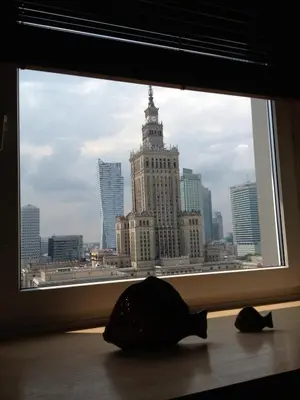 Widok na miasto Warszawa z tego apartamentu