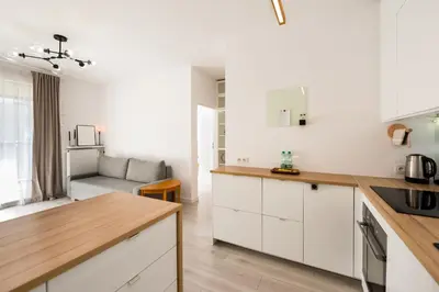 Kuchnia lub aneks kuchenny w obiekcie Ingenious Wilanów Oasis Apartment by BookingHost