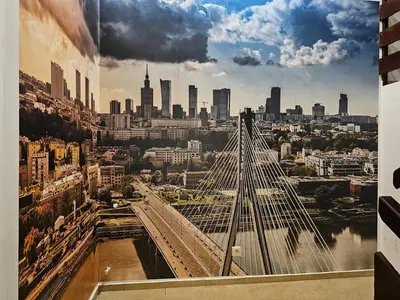 Widok na miasto Warszawa z tego apartamentu