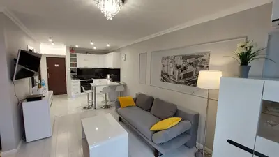 Telewizja i/lub zestaw kina domowego w obiekcie Elegancki apartament w sercu Warszawy