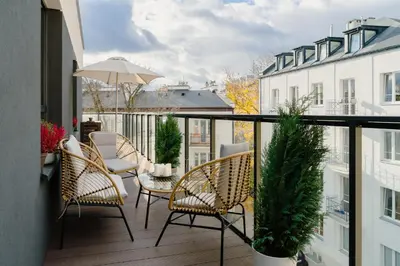 Balkon lub taras w obiekcie Warsaw Concierge Kamionek