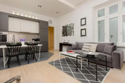 Część wypoczynkowa w obiekcie Western Side of Vistula River Apartment Radna by Noclegi Renters