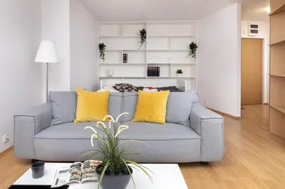 Część wypoczynkowa w obiekcie Warsaw Ursynów Modern Apartment by Noclegi Renters