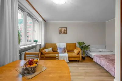 Łóżko lub łóżka w pokoju w obiekcie Apartamenty Śliska 10