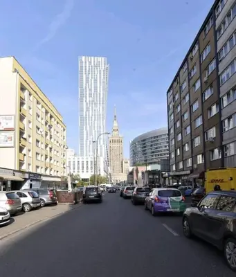 Widok na miasto Warszawa z tego apartamentu