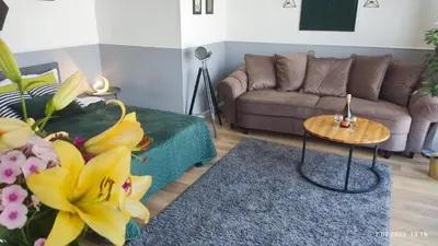 Część wypoczynkowa w obiekcie Be my Guest - Jerozolimskie Studio - Super Centrum Metro Wi-Fi