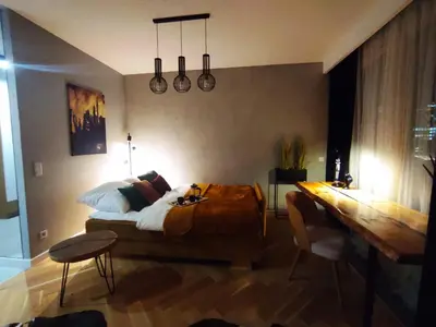 Część wypoczynkowa w obiekcie ApartamentySnu, Wola Premium I z parkingiem