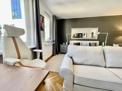 Część wypoczynkowa w obiekcie HOLIDAY 4 metro WiFi 70'TV Netflix Disney AppleTV