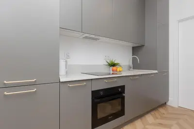Kuchnia lub aneks kuchenny w obiekcie CityCenter Fashionable Apartment Warsaw by Noclegi Renters
