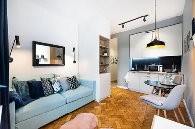 Część wypoczynkowa w obiekcie Żelazna Blue Corner Studio by BookingHost