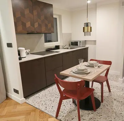 Kuchnia lub aneks kuchenny w obiekcie Falcon Apartment Center 1 Warszawa Centralna