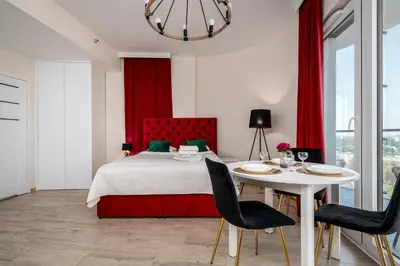 Łóżko lub łóżka w pokoju w obiekcie Kasprzaka 29 Bliska Wola Tower By Perfect Apart