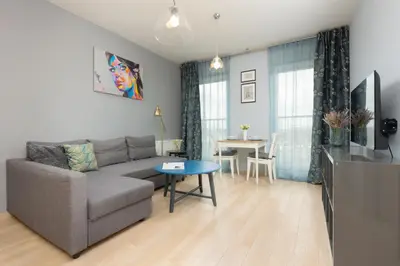 Część wypoczynkowa w obiekcie Sokołowska Apartment Warsaw Wola by Noclegi Renters