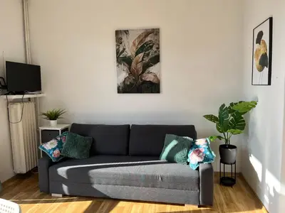 Część wypoczynkowa w obiekcie Słoneczny apartament na Żoliborzu dla 2 osób przy Arkadii