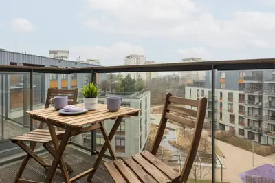 Balkon lub taras w obiekcie Mokotów Bernardyńska Apartment with Balcony by Noclegi Renters