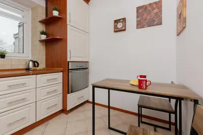 Kuchnia lub aneks kuchenny w obiekcie Family Apartment Bogatyńska Bemowo by Noclegi Renters