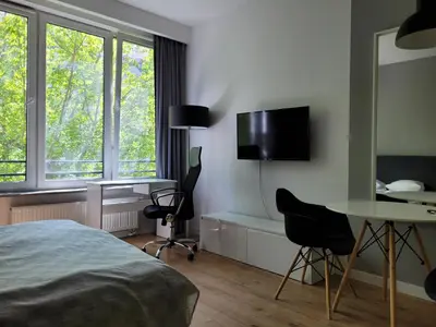 Telewizja i/lub zestaw kina domowego w obiekcie Chopin Apartments Expo