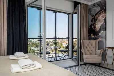 Balkon lub taras w obiekcie Kasprzaka 29 Wola Tower Free Garage By Perfect Apart